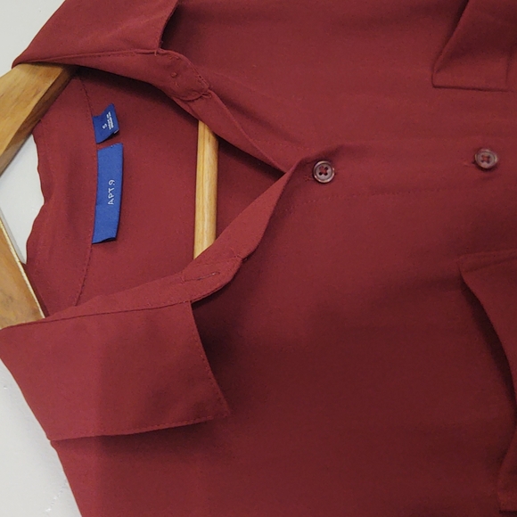 Apt.9 Burnt Orange Red Button up Long sleeve Dress Career Blouse sz S women's - Picture 2 of 14